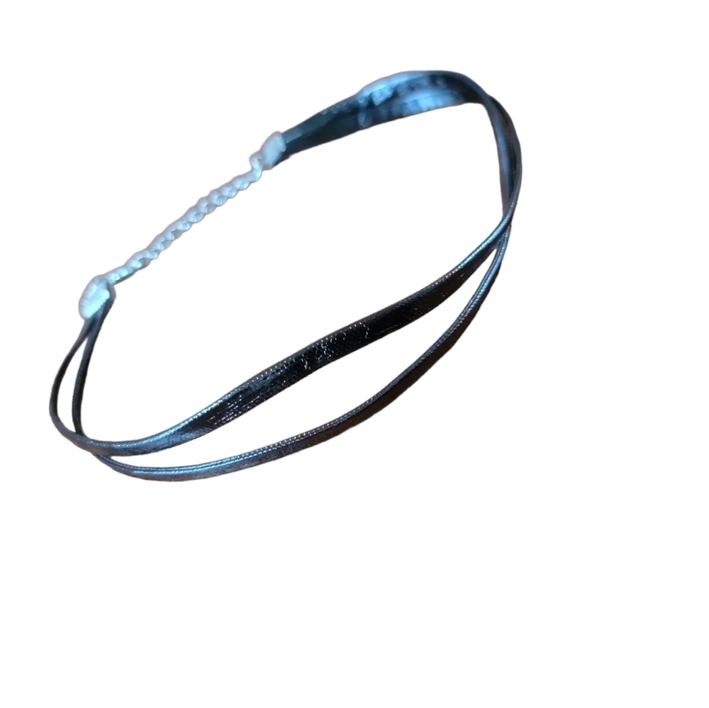 NWOT Black Leather Double Banded Choker